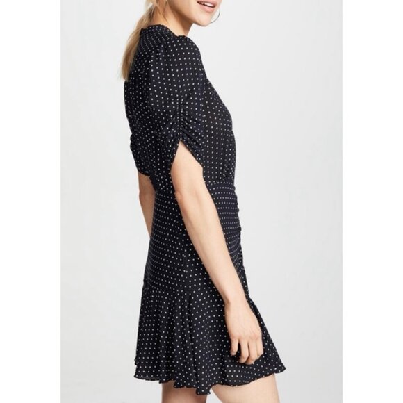 Free People Pippa Polka Dot Print Mini Dress Ruched Romantic Feminine Girly Boho - Picture 13 of 14